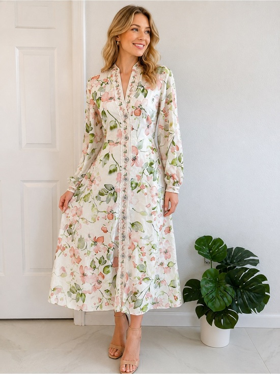 Caroline Constas Dresses & Skirts - Caroline Constas Long Sleeve Linen Blend Shirtdress S